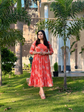 Printed orange midi